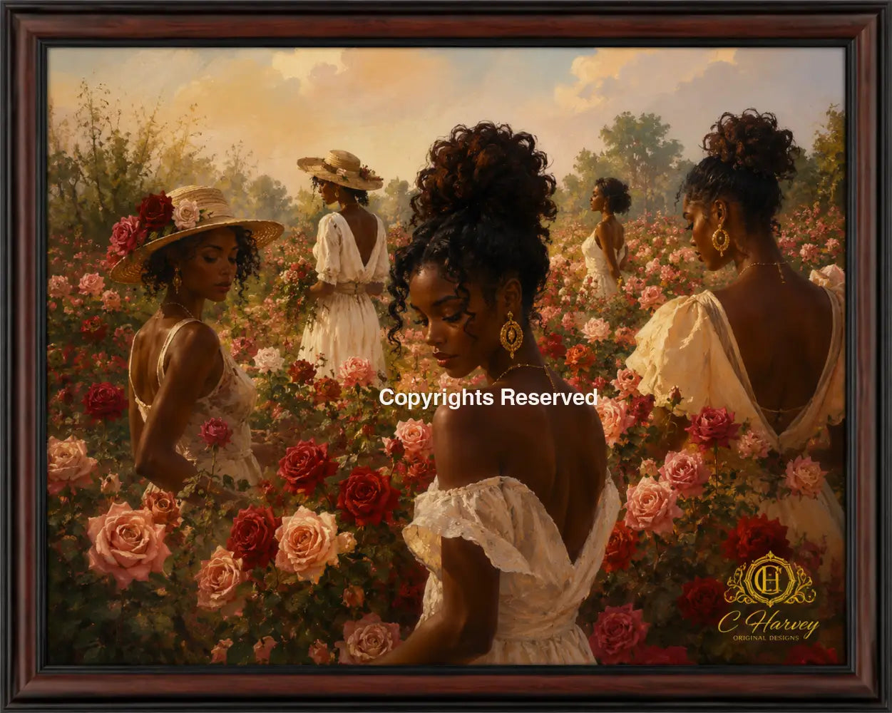 Beauty amongst the roses - framed 16 x 20