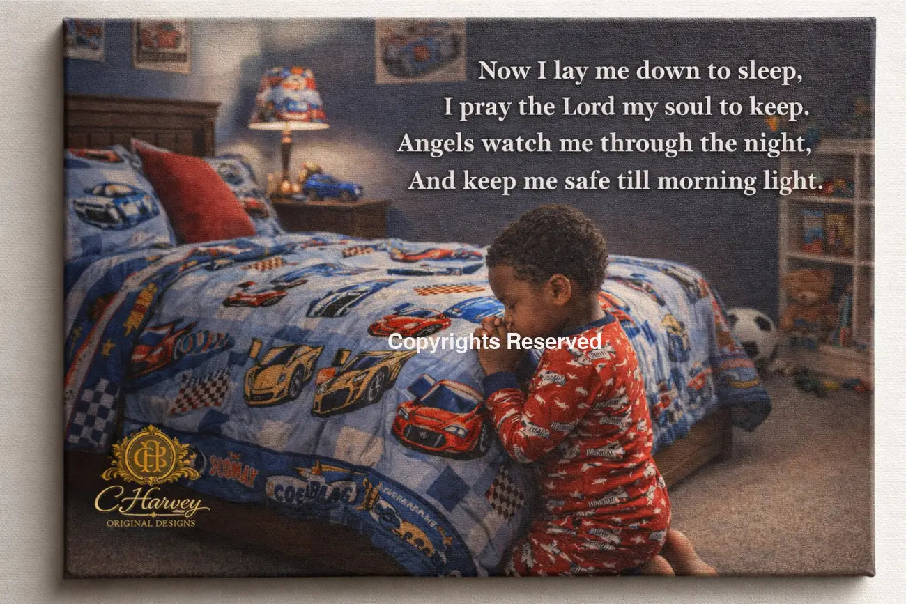Now Lay Me Down Bedtime Prayer - 11x14 Gallery Wrapped Boy C