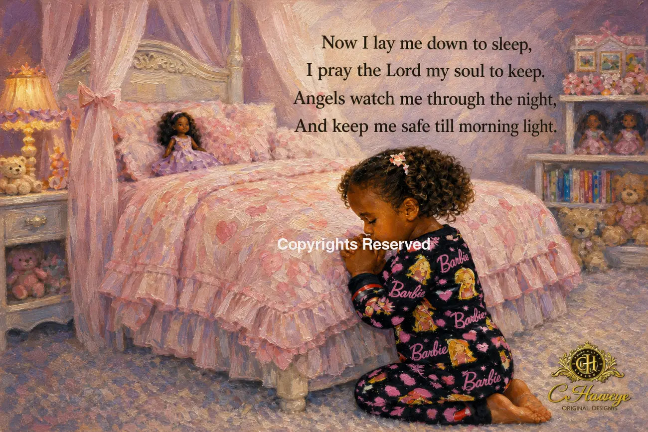 Now Lay Me Down Bedtime Prayer - 11x14 Girl A - Gallery Wrapped